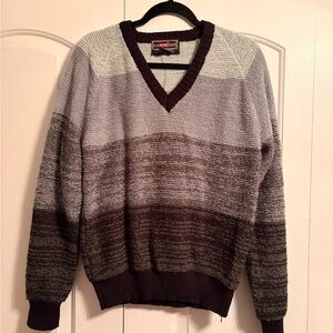 Vintage V-Neck Gray Ombré Sweater